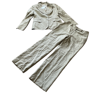 LOFT Beige Pinstripe Blazer Pant Suit Career Workwear SIZE 6 NWT
